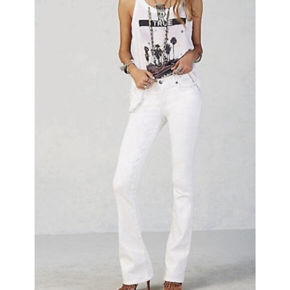 True Religion Joey Jeans 27 White Y2K Flare Low Rise Tonal Stitch Twisted Seams - Picture 1 of 12